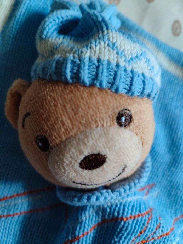 Doudou ours kaloo tricot bleu - photo numéro 2