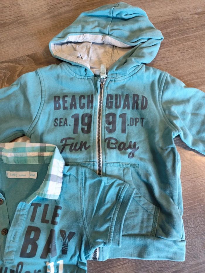 Ensemble t-shirt et veste zippée 24 mois - photo numéro 3