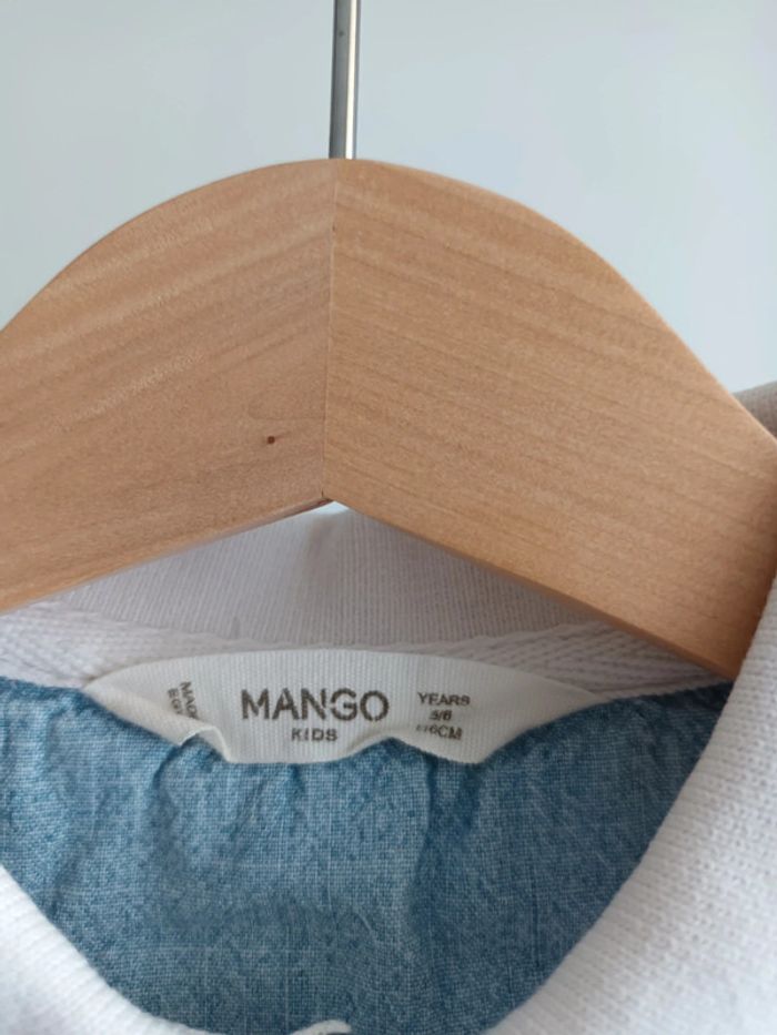 Polo blanc à pois Mango Kids 5/6 ans - photo numéro 2