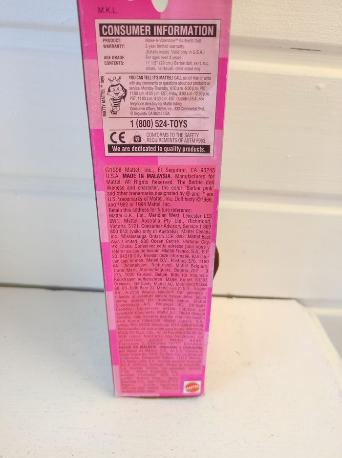 Figurine poupée Barbie Mattel 1998 Make a Valentine dans sa boîte - photo numéro 5