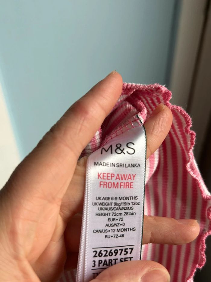 Tee shirt manches courtes rose à rayures , 6-9mois - photo numéro 4