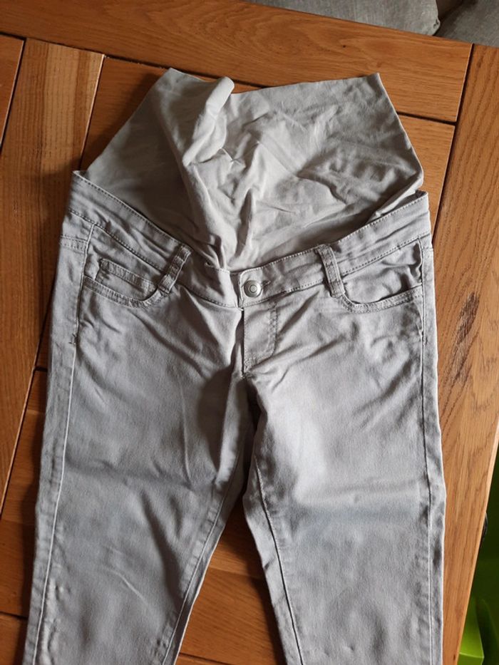 Pantalon gris clair femme slim maternité 38