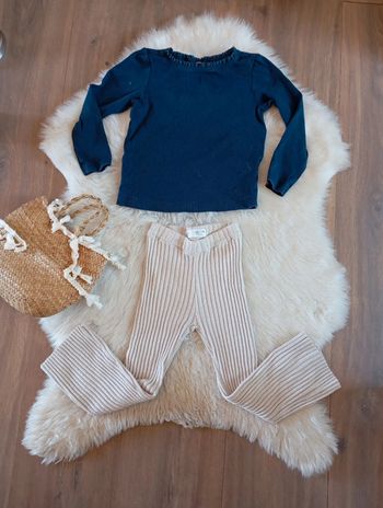 Ensemble fille 3/4 ans pantalon côtelé Zara + t-shirt poco piano