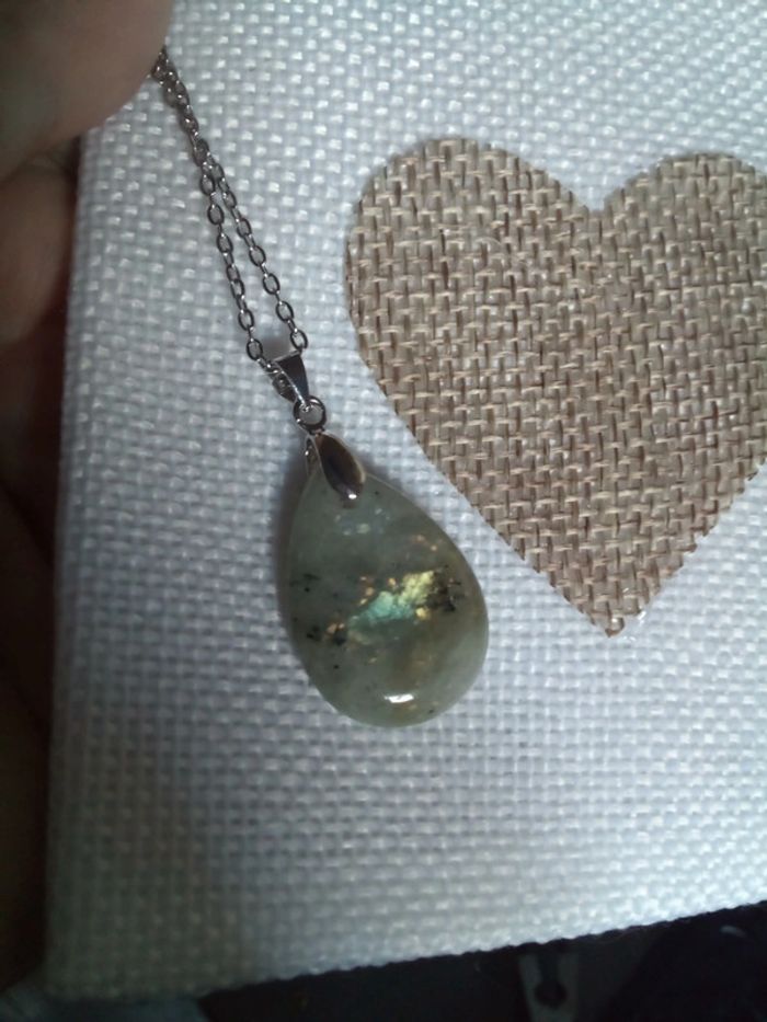 Collier pierre de labradorite naturelle à jolis reflets - photo numéro 2