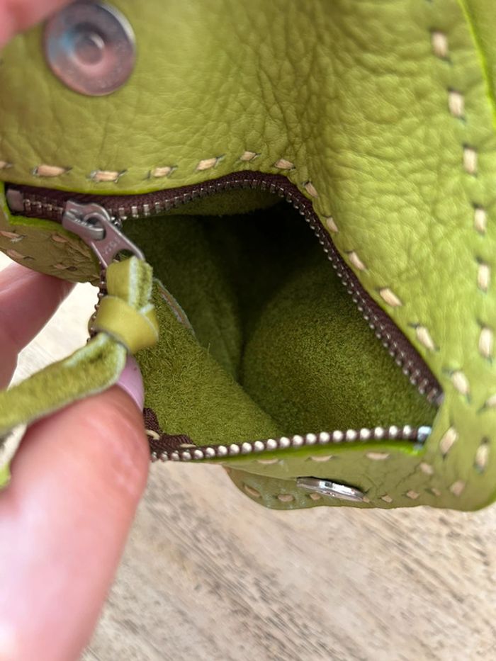 Porte monnaie en cuir anis - photo numéro 3