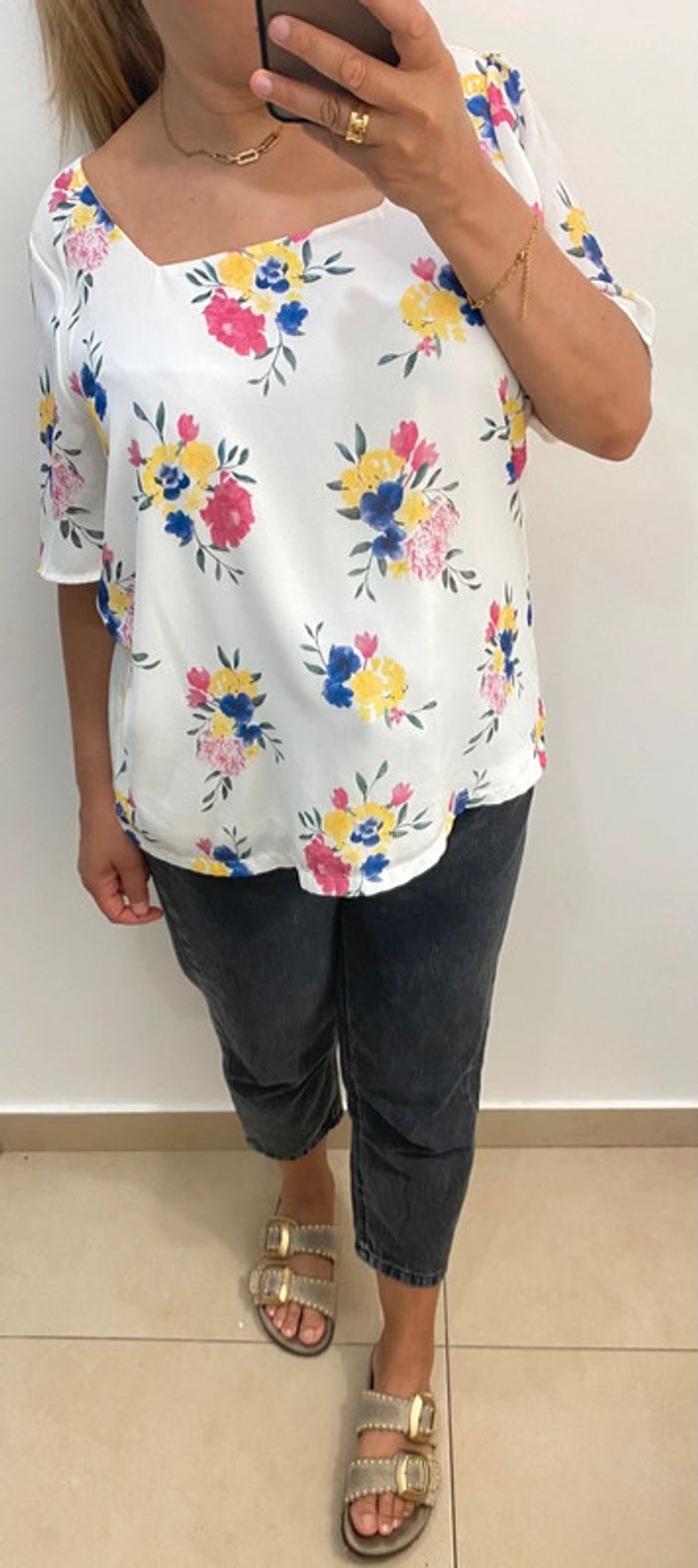 Blouse a fleurs taille L - photo numéro 5