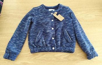 Gilet molleton fille bleu chiné taille 6 ans Jean Bourget
