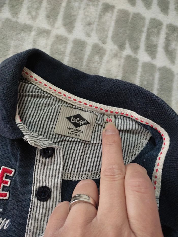 Polo tee-shirt manches courtes marine Lee Cooper taille 4 ans - photo numéro 4