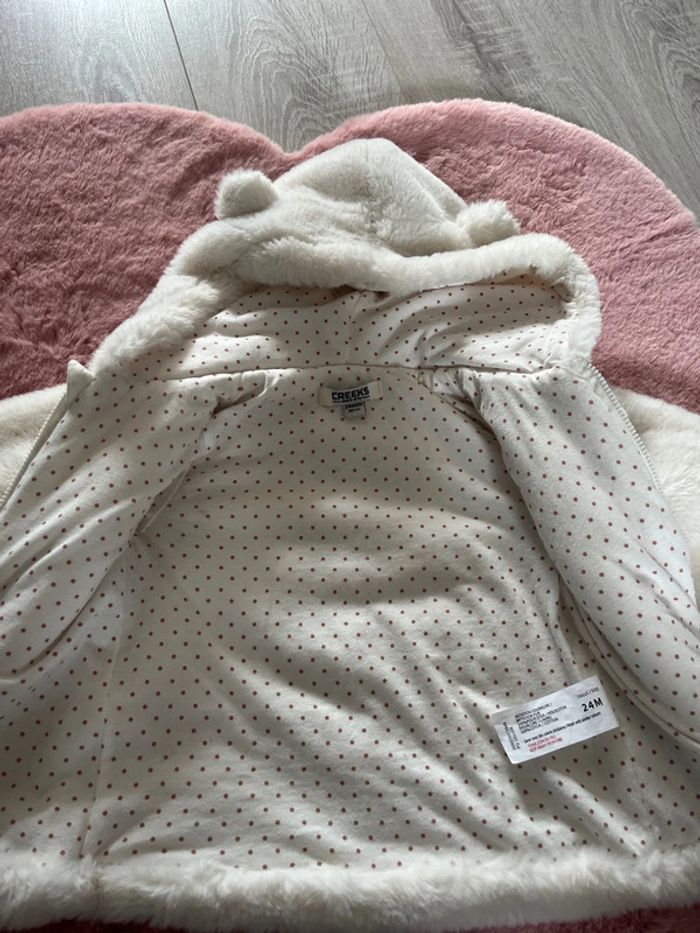 Veste polaire capuche ours blanche bébé fille 24 mois - photo numéro 2