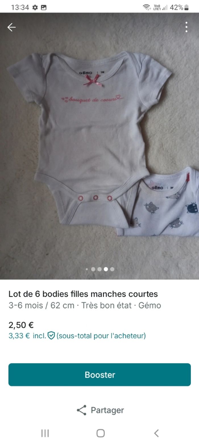 Lot de bodies fille manches courtes - photo numéro 7