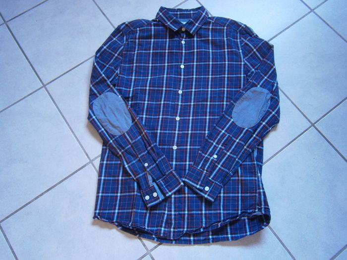 Chemise à carreaux bleu marine JULES Taille M