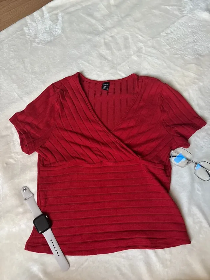 tee shirt manche courte rouge taille L ~ shein