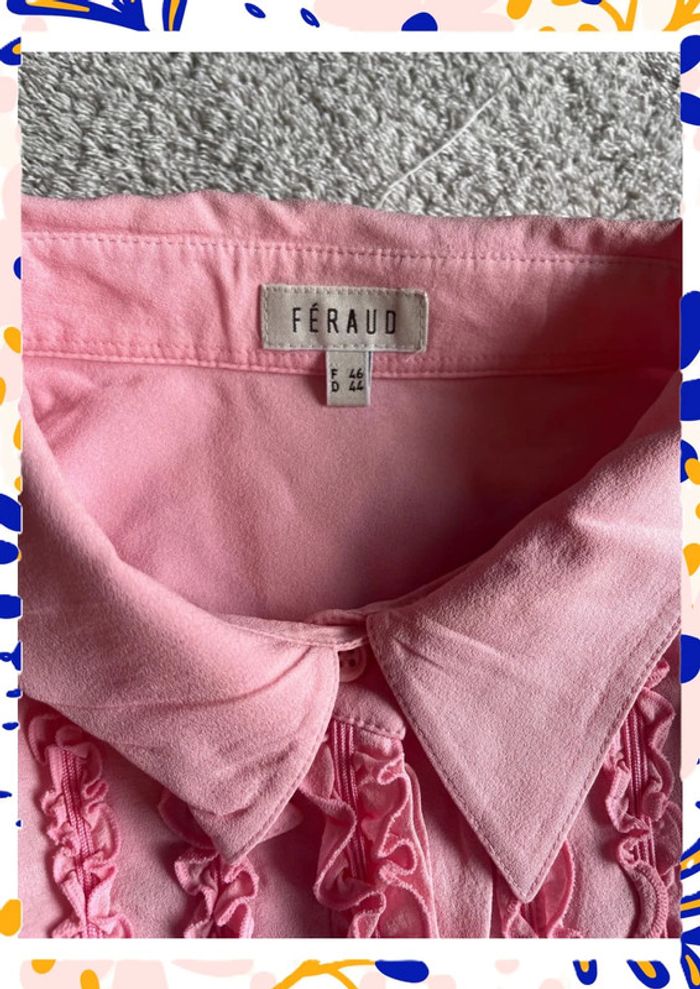 Chemise en soie rose Féraud T46 – Froufrous élégants & manches longues - photo numéro 4