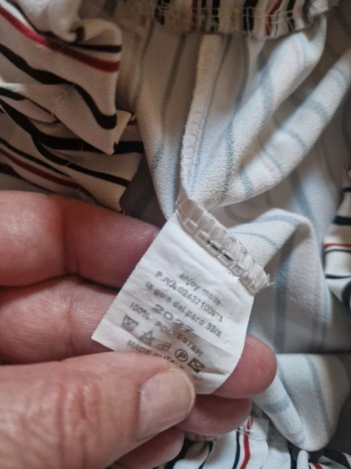 Pantalon large blanc avec des rayures rouge et marine - photo numéro 4
