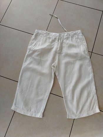 Pantacourt femme T 42 en lin