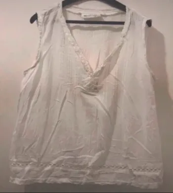 Haut L.O.G.G débardeur chemise femme à dentelles blanc taille 2