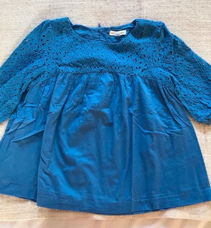 Blouse évasée dentelle bleu électrique Vertbaudet 5 ans