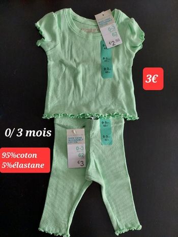 Leggin et tee-shirt 0/3 mois fille