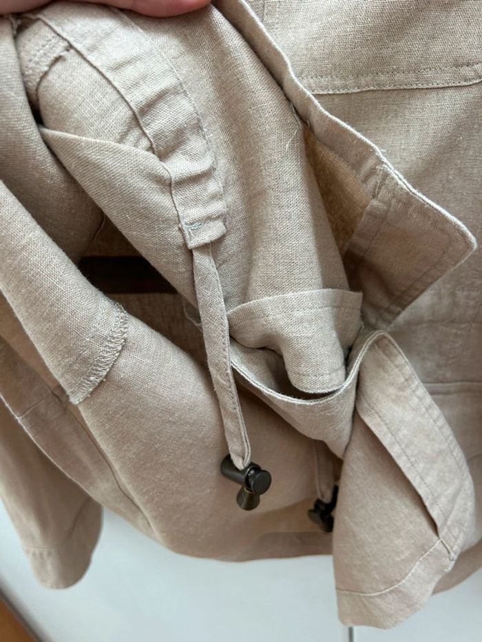 Veste en lin et coton style Safari - été beige marron taille 46/48 - photo numéro 7