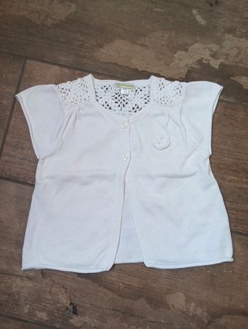 Gilet bolero blanc manches courtes Fille 5 ans broderie Vertbaudet
