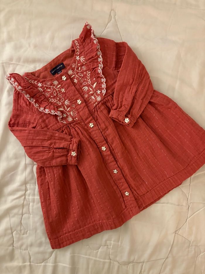 Robe sergent major brodé et fil lurex 9mois