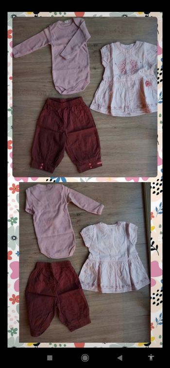 Ensemble/ tenue bébé 6 mois composé d'un body d'une blouse et d'un pantalon