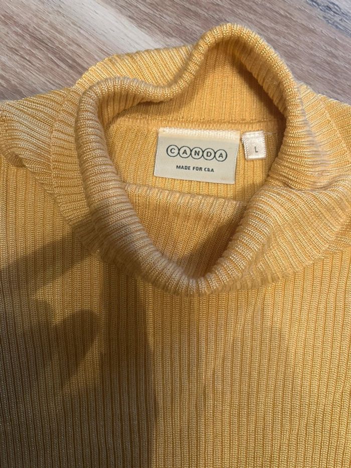 Pull col roulé femme jaune Coton - photo numéro 3