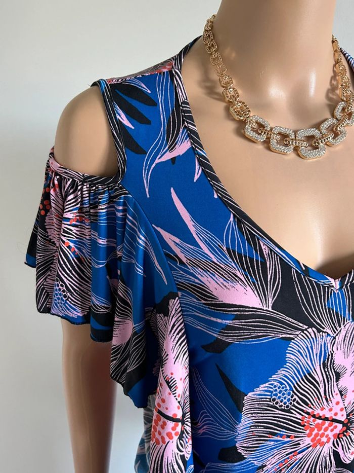 Haut bleu et imprimé à manches courtes Morgan taille XS jamais porté - photo numéro 5