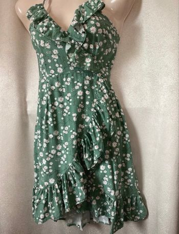 Jolie robe cache cœur verte fleurie taille unique Afaretto