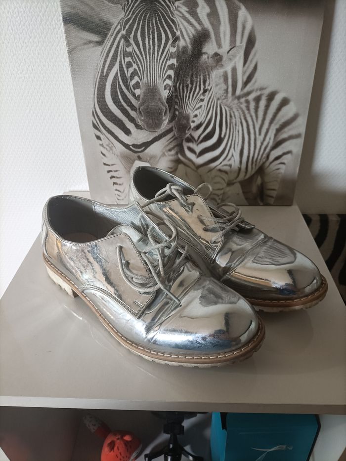 Chaussures argenté gris miroir - photo numéro 2