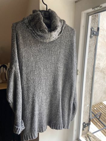 Gros pull col roulé gris