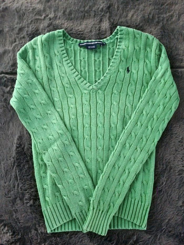 Pull torsadé Col V Ralph Lauren vert, S Femmes - photo numéro 2