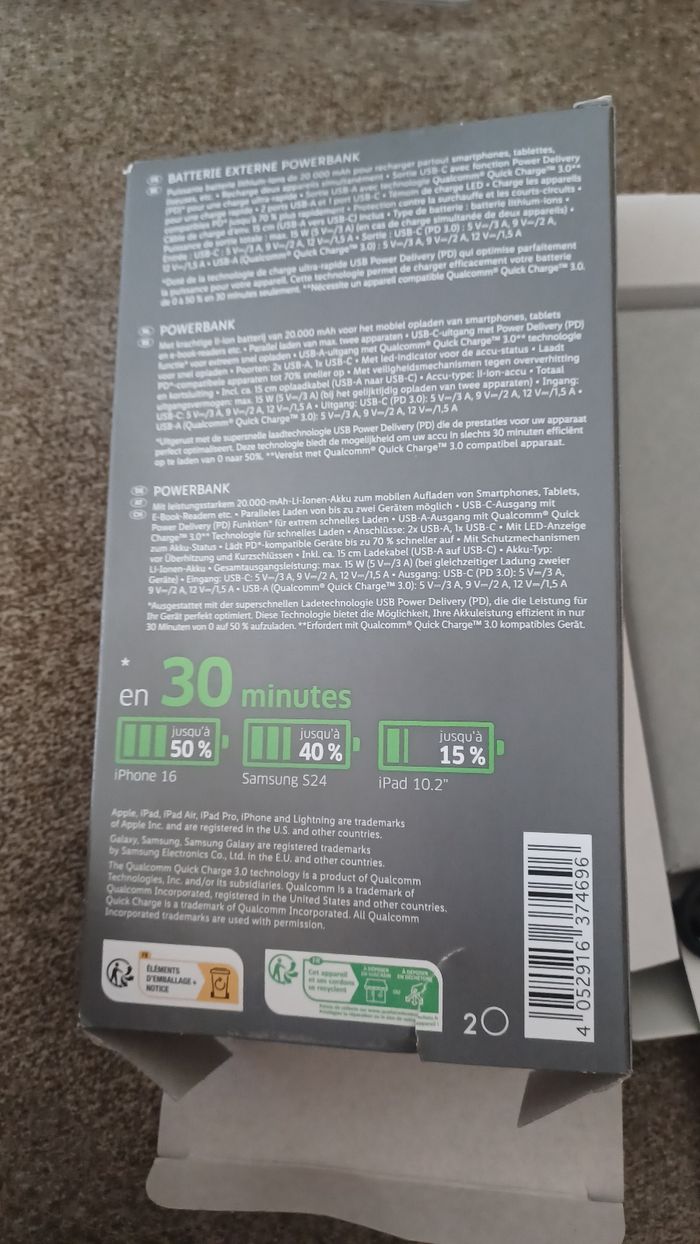 Batterie externe powerbank tronic neuf noir dans sa boîte ferer - photo numéro 2