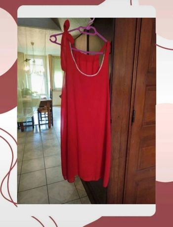 Robe rouge col rond faux diamants S/36 vintage