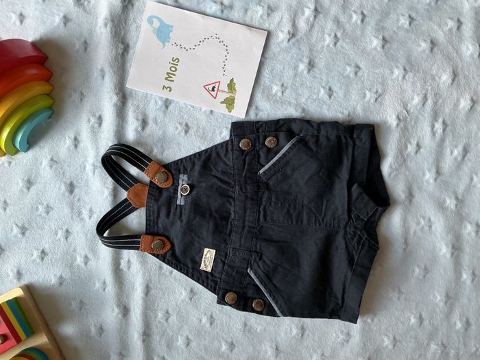 salopette short marine pressions entre les jambes 3 mois gémo - photo numéro 2