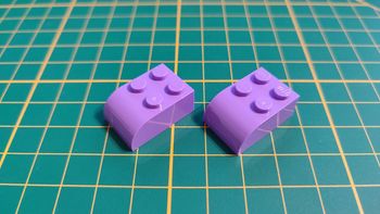 Lot x2 Pente courbe 3x2x1 avec quatre goujons 6215 lavande pièce détachée Lego #B35