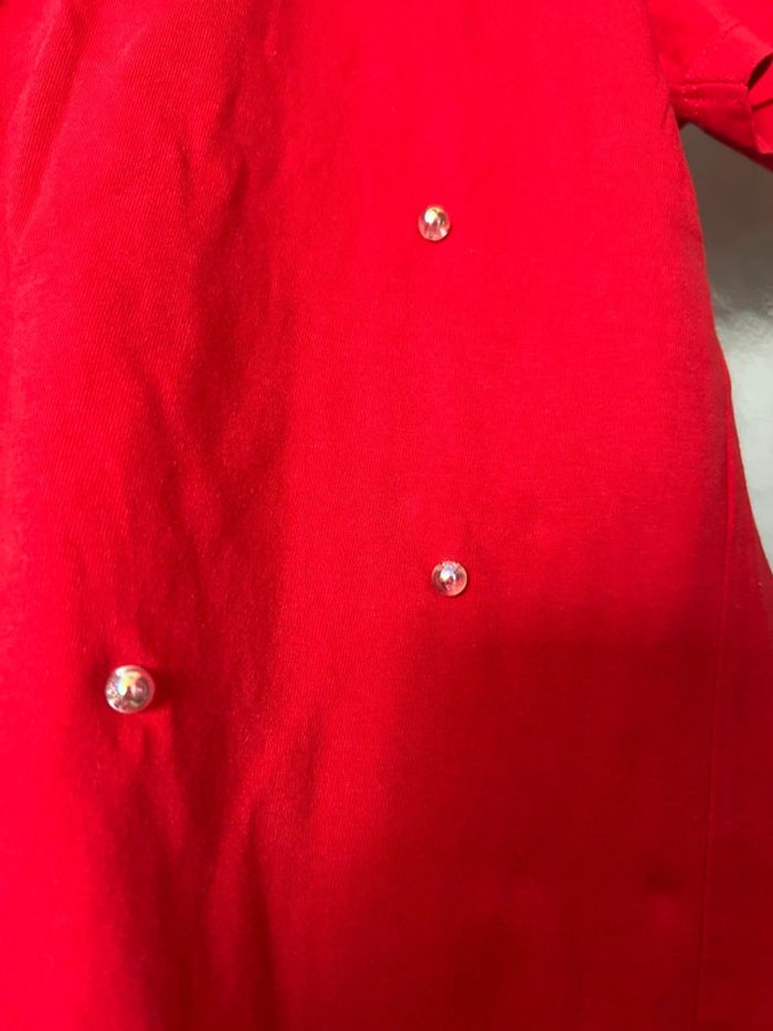 t-shirt rouge avec perle zara s - photo numéro 4