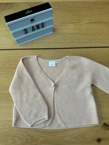 Gilet orange pale large maille - Taille 2/3 Ans