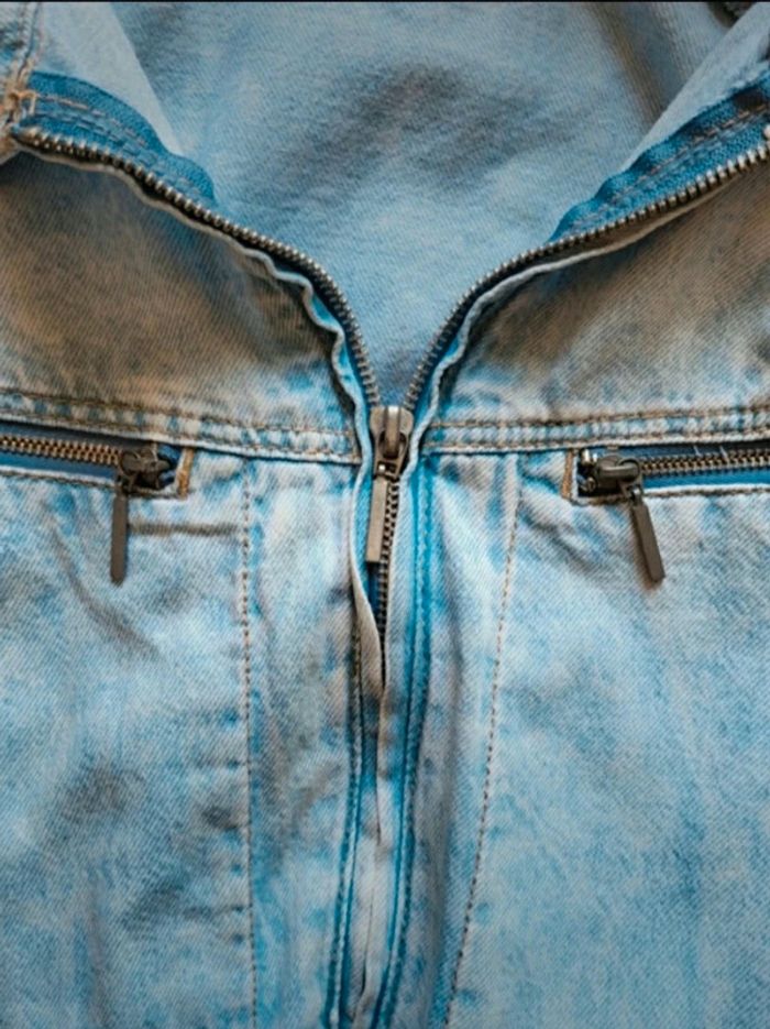 Combinaison longue en Jean denim clair délavé Bershka XS 34 - photo numéro 7