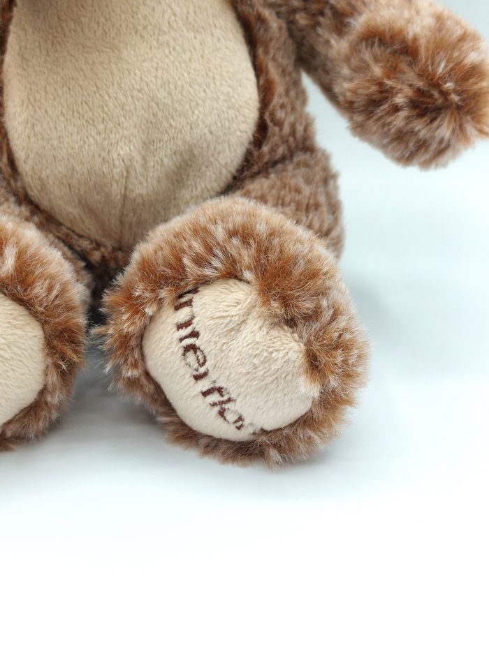Peluche doudou ours marron chiné beige INTERFLORA Famosa 2019 20 cm nœud carreaux état neuf - photo numéro 5
