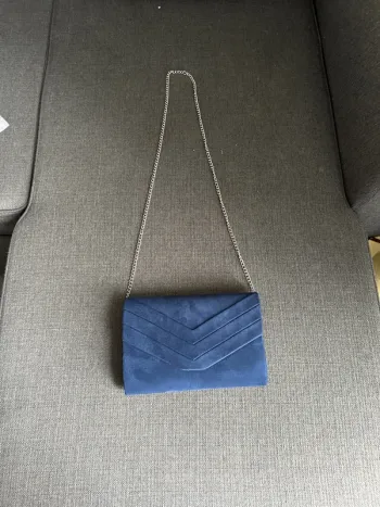 Sac pochette en daim femme, bleu