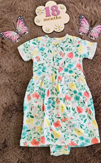 Robe fleuries avec cache couche intégré 18 mois fille