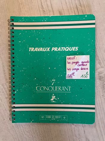 1 cahier de travaux pratiques 80 pages « 7 conquérant »