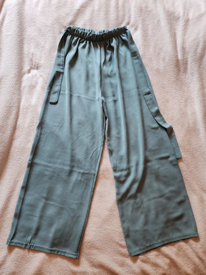 Pantalon à jambes larges / palazzo vert d'eau TU 36/40 - photo numéro 4