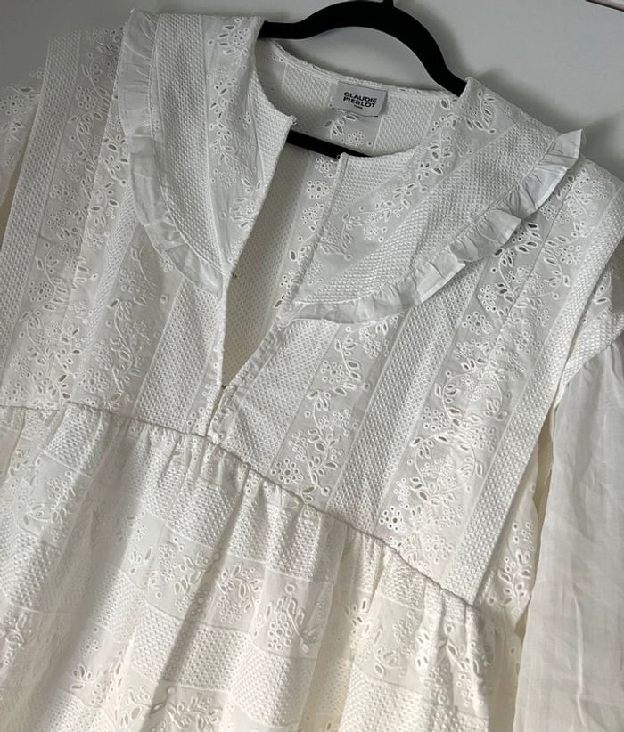 Robe Russa Blanche Brodée Claudie Pierlot Taille 42 - photo numéro 10