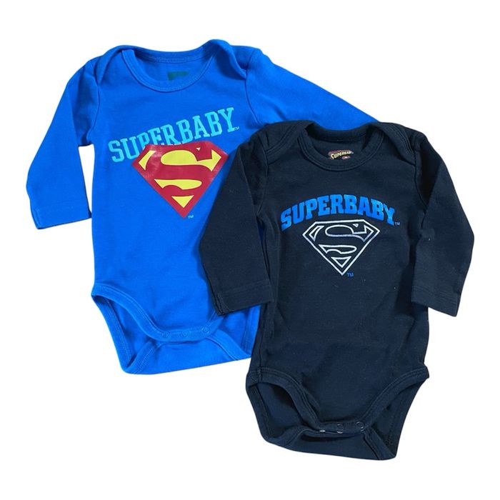 SuperBaby Lot de 2 Bodies bleu/noir Taille 3 mois