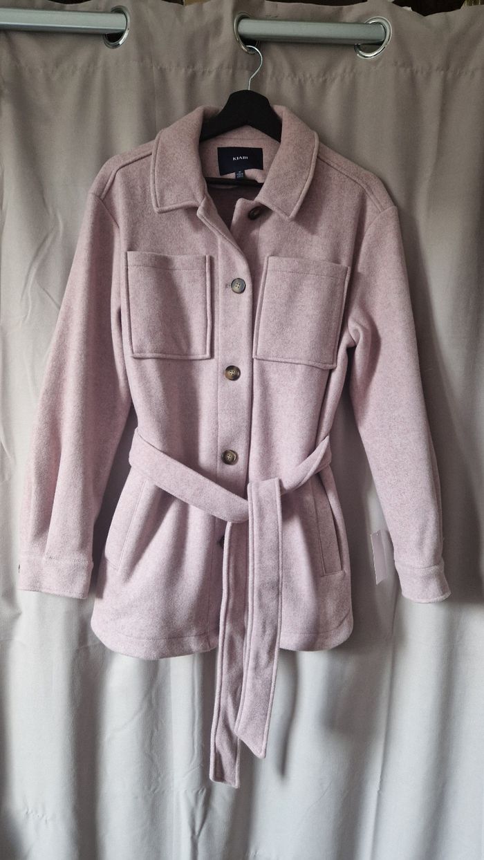 Veste surchemise rose à ceinture Kiabi