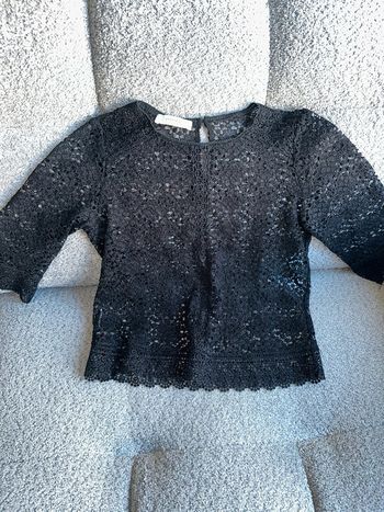 Haut-top en crochet/dentelle/maille ajourée noir Promod