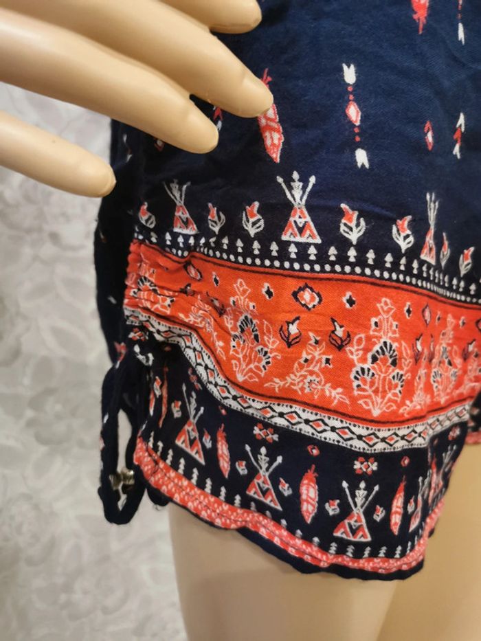 Short fluide. Bleu. Corail. Blanc imprimé Taille 36 - photo numéro 2