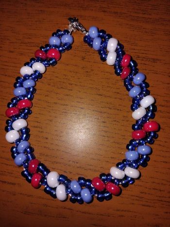 Bracelet en perles de rocaille avec fermoir acier inoxydable taille élastique 19.5cm